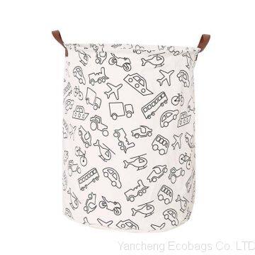 printing fabric cloth folding hemp laundry basket faux leather hemp rope basket cotton rope storage basket design wholesale