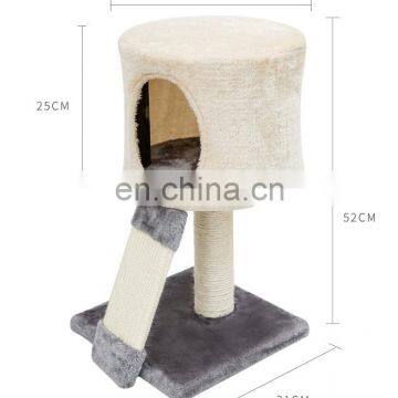 Cheap Price Warm Color Beige Small Size Cat Climbing Jumping Frame With Cat Scratching Board Post photo-2