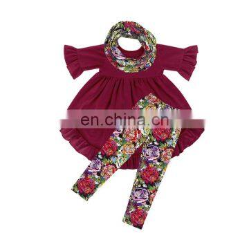 Girl 3 PCS Floral Fall Outfit Kids Boutique Clothing Girls Clothing Set photo-6