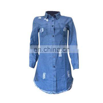 2020 Hot Sale Wholesale Ripped Women Girls Lady Denim Jeans Dress photo-3