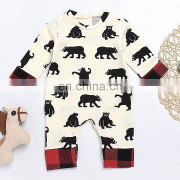 free ship xmas Christmas "Bear Bum" letter print Happy Xmas Newborn Kid Baby Boy Girl Clothes Jumpsuit Romper Playsuit Outfits