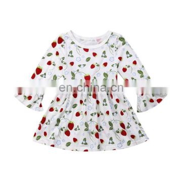 long sleeved cotton girls strawberry full print dresses kids ruffle sleeved sea lion print party dress