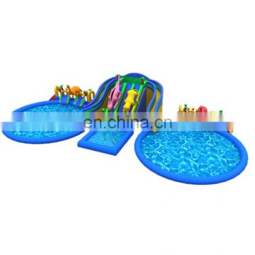 PVC outdoor inflatable frame round pool water slide park equipment for kids