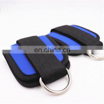 Weightlifting Gym Workout Fitness Double D Ring Neoprene Padded Ankle Cuff Fitness Ankle Straps for Cable Machines photo-5