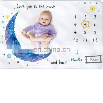 Soft Premium Fleece Baby Monthly Milestone Blanket Photo Blanket With Bandana Drool Bib for Boys Girls Baby Newborn Shower Gift photo-2