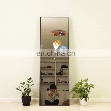 Black metal frame  full length floor free stand mirror