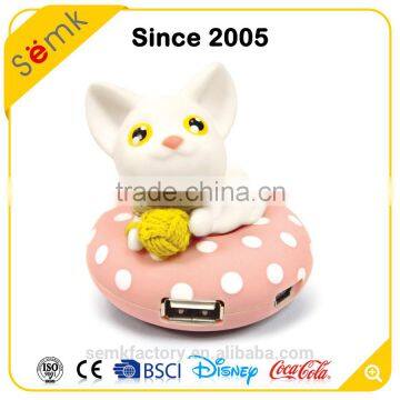 New animal cat shape pink cartoon usb 2.0 hub 4 port man hub human hub