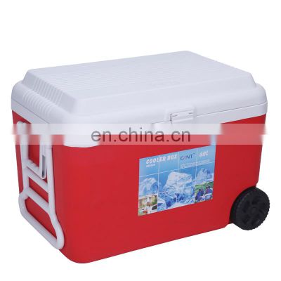 trolley beer cans outdoor hot sale plastic camping cooler box with wheels