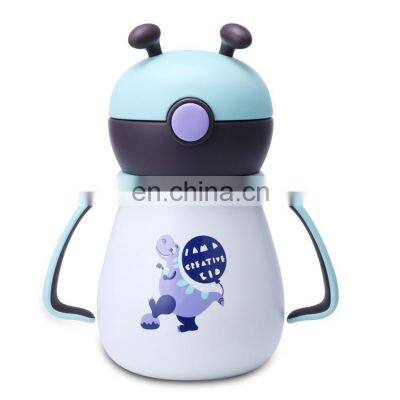 bear style stainless steel children's water cup portable Vacuum flask Insulated cup  with straw