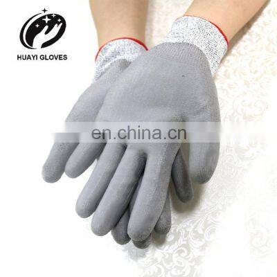 Gray PU Coated Sharp Cut Resistant Gloves Fish Handling Gloves