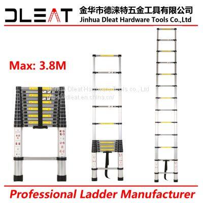 Dleat 3.8m Single Aluminum Telescopic Ladder With EN131