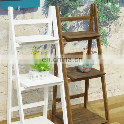 Anticorrosive wood flower multi-layer outdoor balcony floor indoor folding ladder shelf storage