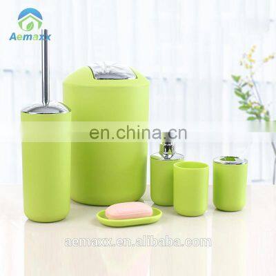 Hot Sell Plastic 6 Pieces Bathroom Set Black Color Bathroom Accessories photo-5