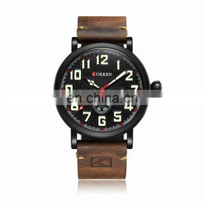 CURREN 8283 Men's Leather Watches Quartz Movement Cheap Fashion&Casual Auto Date Leather Band Watches