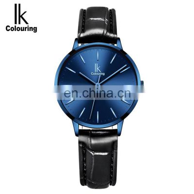 IK COLOURING K023GA1 Ladies Brands Watches Alloy Case Leather Strap Analog Quartz Casual Fashion Ladies Watch