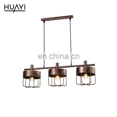 HUAYI European Retro Round Industrial Restaurant Chandelier Gold Modern Chandelier Simple Wine Pendant Light