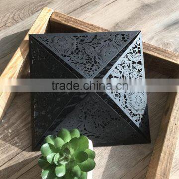 Lowest Price Unique Design Laser Cut Tombstone Unveiling Invitation Cards with Flower