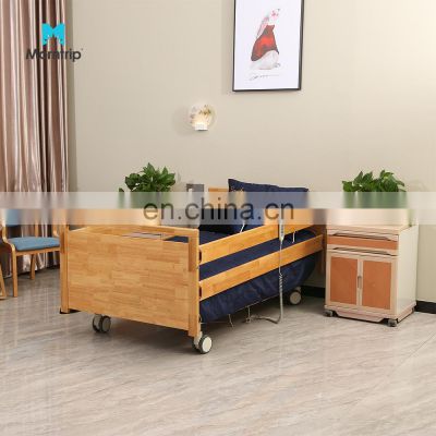 5 Function Wood Headboard Patient Care Hospital Electric Nursing Bed for Home Rehabilitation