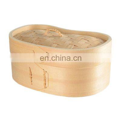 Custom Wholesale Chinese Bamboo Steamer Basket 10 Inch Small Kitchen Dim Sum Sticky Rice Bamboo Steamer