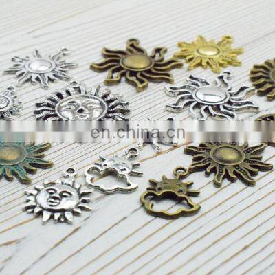 42pcs Charms Sun Cloud Antique Silver Color Mixed Pendants DIY Making Findings Tibetan Handmade Jewelry Findings