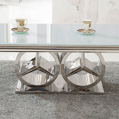 Living room furniture stainless steel luxury coffee table modern glass coffee table