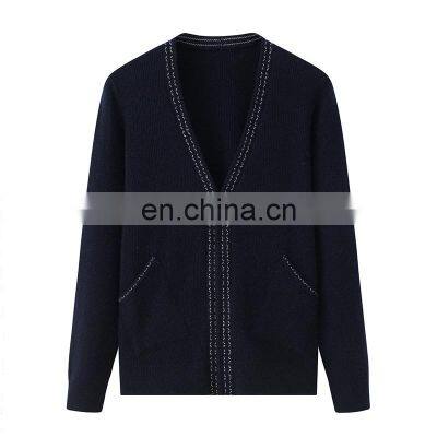 Erdos High Quality 100% Cashmere V-Neck Cardigan Factory Direct Sale Casual Sweater with Pockets for Winter