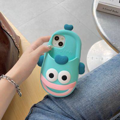 Cartoon 3D Cute Sanrios Hangyodon Slippers Stereoscopic Phone Case for IPhone 15 14 13 12 11 Pro Max Soft Silicone Back Cover photo-2