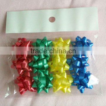 Mini Star Bow Made by Iridescent,Metalic Printing and Luster Poly Ribbon for holiday gift decoration