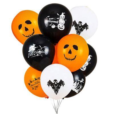 12-Zoll ma?geschneidert bedruckte Orangen-Kürbis-Latex-Hochzeitsballons für Helium, Partydekoration Globo, Happy Halloween Balloon-Set für Halloween
