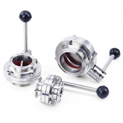 Food Grade Stainless Steel Butterfly Valve Welded Manual Sanitary Welding Powder Butterfly Valve for Milk Tank photo-2