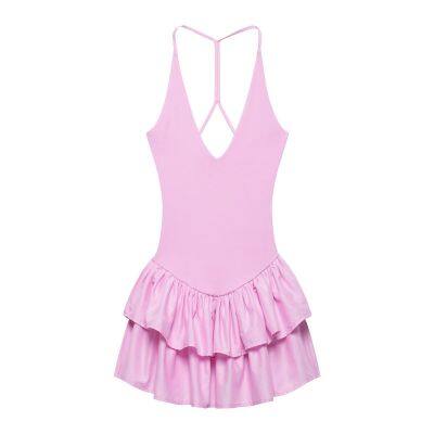 2025 Summer New Fashionable Versatile Colorblock Halter Neck Sleeveless Short Dress