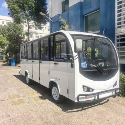 14-seater fully enclosed electric sightseeing bus with doors for scenic spots, factories, parks, docks and stations, powered by lithium batteries