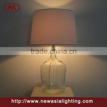 Square clear Glass table lamp fabric shade lamp for home decorate