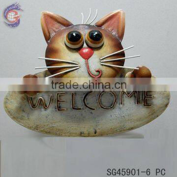 metal cat decorative hanging craft welcome word signs