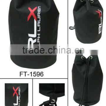 Newest hot sales promotional items high quality Duffle Drawstring Bag black color polyester