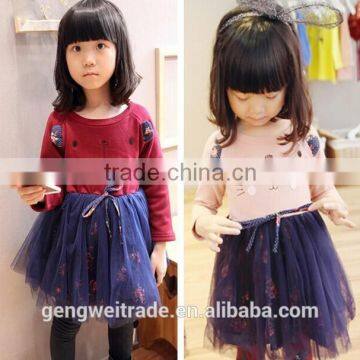 Floral Princess Dress 2015 Spring Collection Cartoon Pattern Children Girl Dress