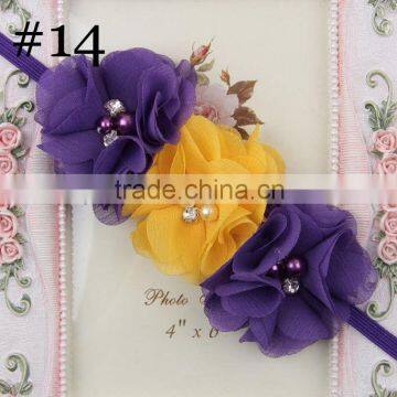 Cute Girl Princess Headbands Baby Girl Flowers Cotton Elastic Headband Kids Handmake Pearls Flower Headband for Girls photo-4