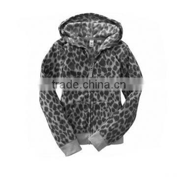 leopardo color wholesale winter fleece jacket girl fashion jacket custom