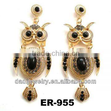 Fashion Europe Rhinestone long Chandelier owl Earring Jewelry