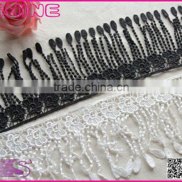 Customized size modern simple pastoralism flowers pierced DIY decoration white black polyester long tassels