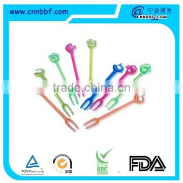 Colorful animal plastic fruit fork