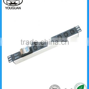 19 inch 1U IEC 320 C13 anti-shedding PDU with 2P Circuit breaker