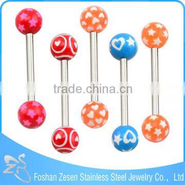 Newest Promotional Piercing Factory OEM Poker Printed Unique Tongue Rings photo-6