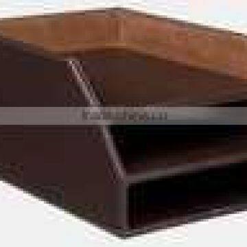 3 tier Faux Desk Organizer leather tray for file holder