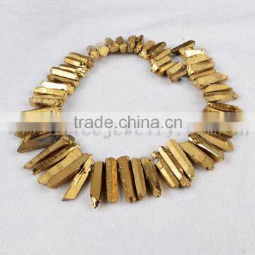 Gold Plated Natural Crystal Point Loose Gemstone