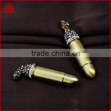2015 Trendy crazy selling wholesale 18k gol bullet pendant for man with gun-black pave diamond cap, titanium bullet pendant gift                        
                                                Quality Choice
