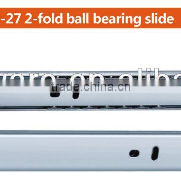 27mm width 2-fold ball bearing drawer slide Zince plate