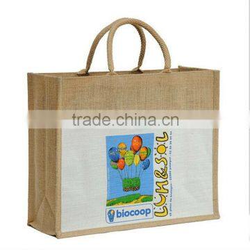 Fashion eco-friendly printing burlap handbag