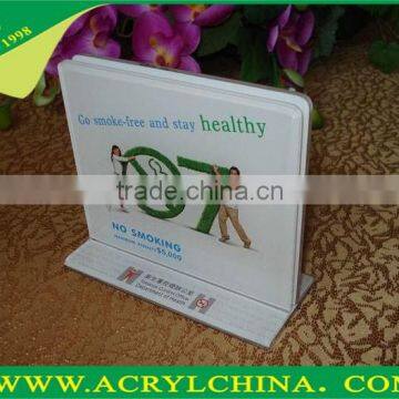 2015 Clear acrylic sign board, acrylic menu holder, acrylic menu stand made in china