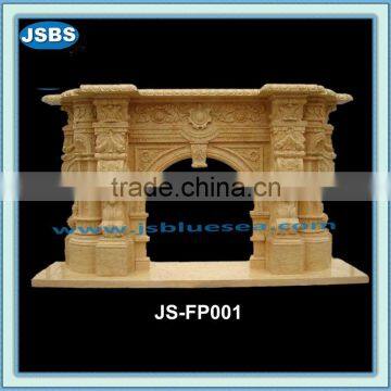 Yellow marble fireplace frame